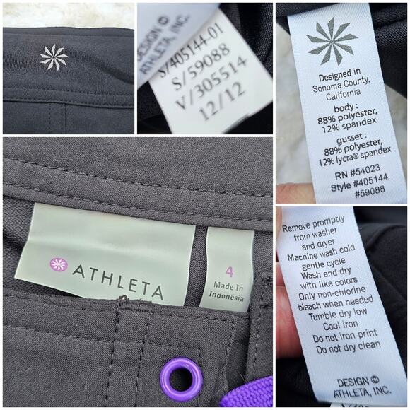 Black Board Shorts Athleta Zanzibar Size 4 Purple Paisley Graphic Print Stretch - Picture 3 of 7